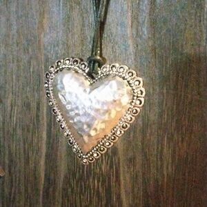 Silver Hammered Heart Necklace
